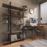 BELLEZE Bookshelf Open Wide Office Etagere Wood & Metal Bookcases