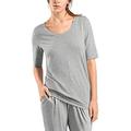 Hanro Women's Loose Fit Short Sleeve Yoga T-Shirt, Gray (Grit Melange 1148), Large