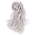 Prettystern Women Plain Uni-colour Extra Long Georgette Silk Scarf Shawl For Evening Dress Leisur Silver Grey