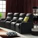 Latitude Run® 139.5" Wide Power Recliner Home Theater Seating w/ Cup Holder in Black | 44 H x 139.5 W x 43.5 D in | Wayfair