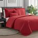 Clara Clark Hypoallergenic Microfiber Reversible Quilt Set Microfiber in Red | Queen Quilt + 2 Standard Shams + 2 Euro Shams | Wayfair