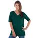 Plus Size Women's V-Neck Ultimate Tee by Roaman's in Emerald Green (Size 6X) 100% Cotton T-Shirt