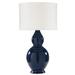 Brynn Double Gourd Lamp - Navy, Box Pleat Linen White - Ballard Designs Navy - Ballard Designs