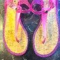 Kate Spade Shoes | Kate Spade Jelly Sandals Size 9 Glitter Pink | Color: Gold/Pink | Size: 9