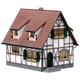 FALLER Einfamilienhaus Modellbausatz mit 89 Einzelteilen 115 x 95 x 115 mm I Modelleisenbahn Zubehör H0 I Modelleisenbahn H0 Einfamilien-Fachwerkhaus