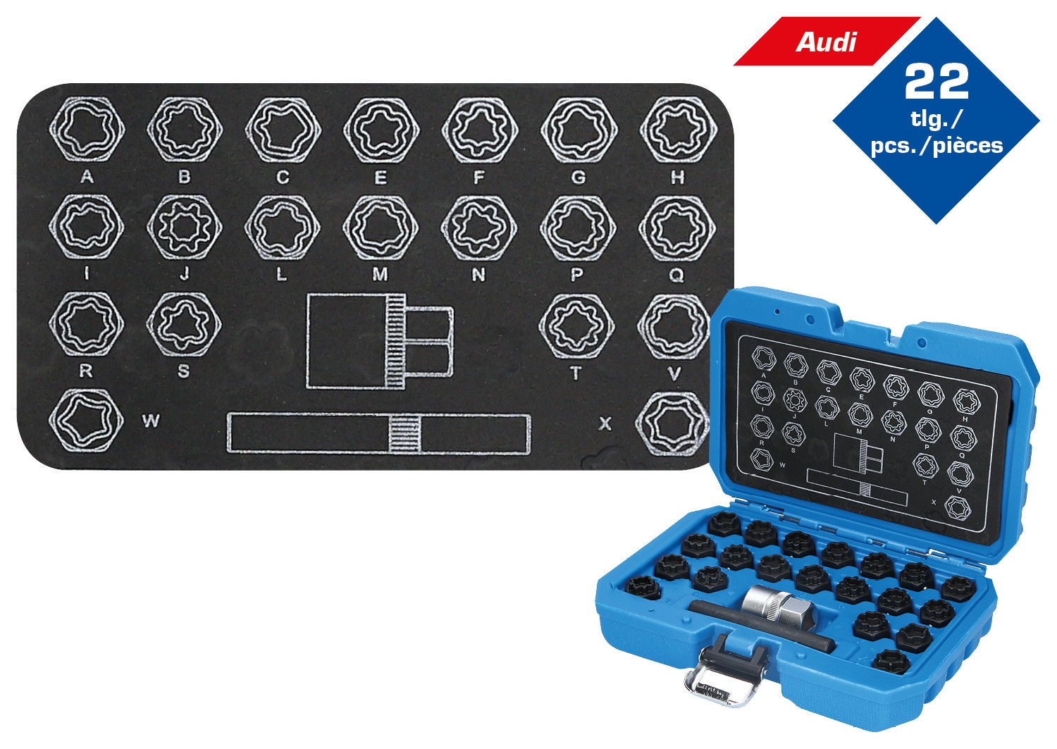 Brilliant Tools Felgenschloss-Sortiment für Audi, 22-tlg Universal BT691360 Image