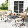 Bay Isle Home™ Hamner Rattan Seating Group Synthetic Wicker/All - Weather Wicker/Wicker/Rattan in Black | Outdoor Furniture | Wayfair