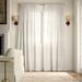 Alcott Hill® Leon Semi-Sheer Curtain Panel Pair Polyester in White/Brown | 84 H in | Wayfair ALTH5986 44498139