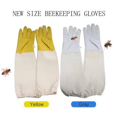 Gants anti-abeille pour apiculteur manches de protection peau de mouton ventilée et toile outils