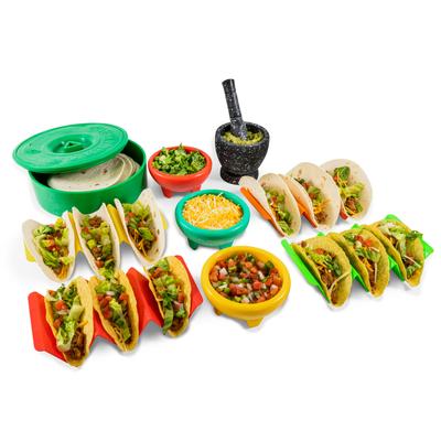 Taco Tuesday Taco Kit, Includes Tortilla Warmer, 3 Salsa Bowls, 4-Set Taco Shell Holders, Mortar & Pestle