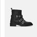 Zara Shoes | *Today Only* Nwt Lined Leather Buckle Boots | Color: Black/Silver | Size: 9