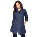 Plus Size Women's Long Denim Jacket by Jessica London in Indigo (Size 28 W) Tunic Length Jean Jacket