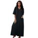 Plus Size Women's Long French Terry Zip-Front Robe by Dreams & Co. in Black (Size 3X)