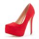 DREAM PAIRS Women's Slip On Stiletto High Heel Platform Dress Pumps Shoes SWAN-30 Red Suede Size 8.5 M US / 6.5 UK