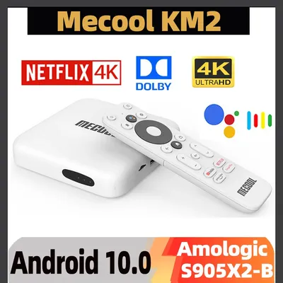 Mecool-Boîtier Smart TV KM2 Android 10 2 Go/8 Go DDR4 décodeur connecté 4K/KM2 PLUS avec WiFi et