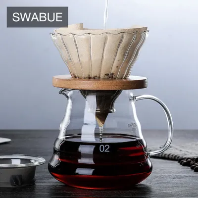 Swabue – Machine à café en verre ensemble de casseroles Fliter verser sur la carafe