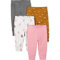 Simple Joys by Carter's Baby-Mädchen 4-Pack Pant Hose, Braun Floral/Grau Meliert/Hellgrau Erdbeere/Rosa Heide, 3-6 Monate (4er Pack)