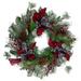 Dual Plaid and Berries Artificial Christmas Wreath - 24-Inch, Unlit - Green