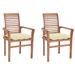 vidaXL Dining Chairs 2 pcs with Cream White Cushions Solid Teak Wood