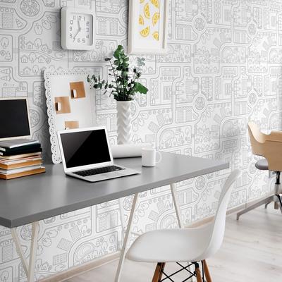 Black City Themed Peel and Stick Removable Wallpaper 4140