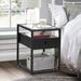 Trent Austin Design® Kempst Tempered Glass Nightstand w/ Metal Frame, 2-Tier Nightstands w/ Storage Metal in Black | Wayfair