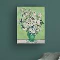 Winston Porter Roses 1890 Green Vase by Vincent Van Gogh - Wrapped Canvas Painting Metal in Gray/Green/White | 32 H x 24 W x 2 D in | Wayfair