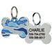 Personalized Camo Blue Bone Shape Stainless Steel Dog Tag, Small