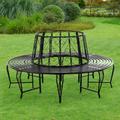 [en.casa] - Banc de Jardin Sorrent Rond pour Arbre 160 x 84 cm Acier Noir