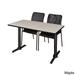 Regency Seating Cain 48-inch Training Table with 2 Black Mario Stack Chairs