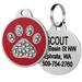 Paw Print Stainless Steel Red Pet ID Tags with Swarovski Crystals for Dogs and Cats, Small, Red / Silver