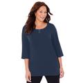 Plus Size Women's Suprema® Double-Ring Tee by Catherines in Navy (Size 0X)
