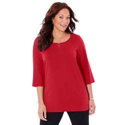 Plus Size Women's Suprema® Double-Ring Tee by Catherines in Classic Red (Size 6X)