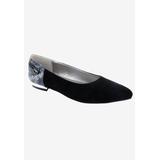 Wide Width Women's Novatoo Flat by Bellini in Black Micro Snake (Size 7 1/2 W)