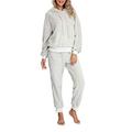 Pyjamas for Women Sets PJs Comfy Warm Fleece Two Piece Pyjama Shorts and Bottoms Sweatsuit Set Long Sleeve Christmas Loungewear Nightwear Sleepwear Tracksuit Outfit for Girls Ladies (M, Light Grey)