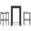 Ebern Designs Patio Bar Set Outdoor Bistro Set Bar Stool Bistro Table Poly Rattan Wicker/Rattan in Brown | 23.82 W in | Wayfair