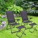 Costway 4PCS Patio Folding Dining Chair Ottoman Set Adjustable Back