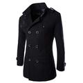 LIRENSHIGE Mens Jackets, Pea Coat Mens Slim Fit Double Breasted Long Jacket Overcoat Trench Coat Winter Jacket Men Parka Jacket Blazer Outerwear (Black,UK 2XL(Tag 4XL))