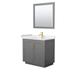 Miranda 36 Inch Single Bathroom Vanity in Dark Gray, Light-Vein Carrara Cultured Marble Countertop, Undermount Square Sink, Brushed Gold Trim, 34 Inch Mirror - Wyndham WCF292936SGGC2UNSM34