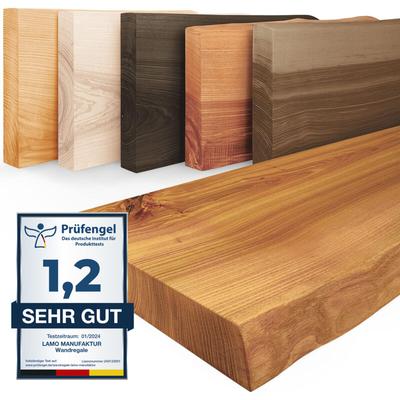 Wandregal Holz Baumkante Regal Farbe: Rustikal Pure: ohne Montage Set 120 cm - Lamo Manufaktur Image