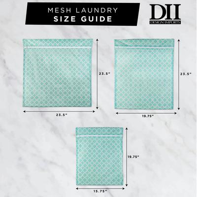 Set of 5 Aqua Blue and White Moroccan Trellis Mesh Laundry Bags 23.5"