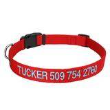 Personalized Red Dog Collar with Custom Embroidery, Large