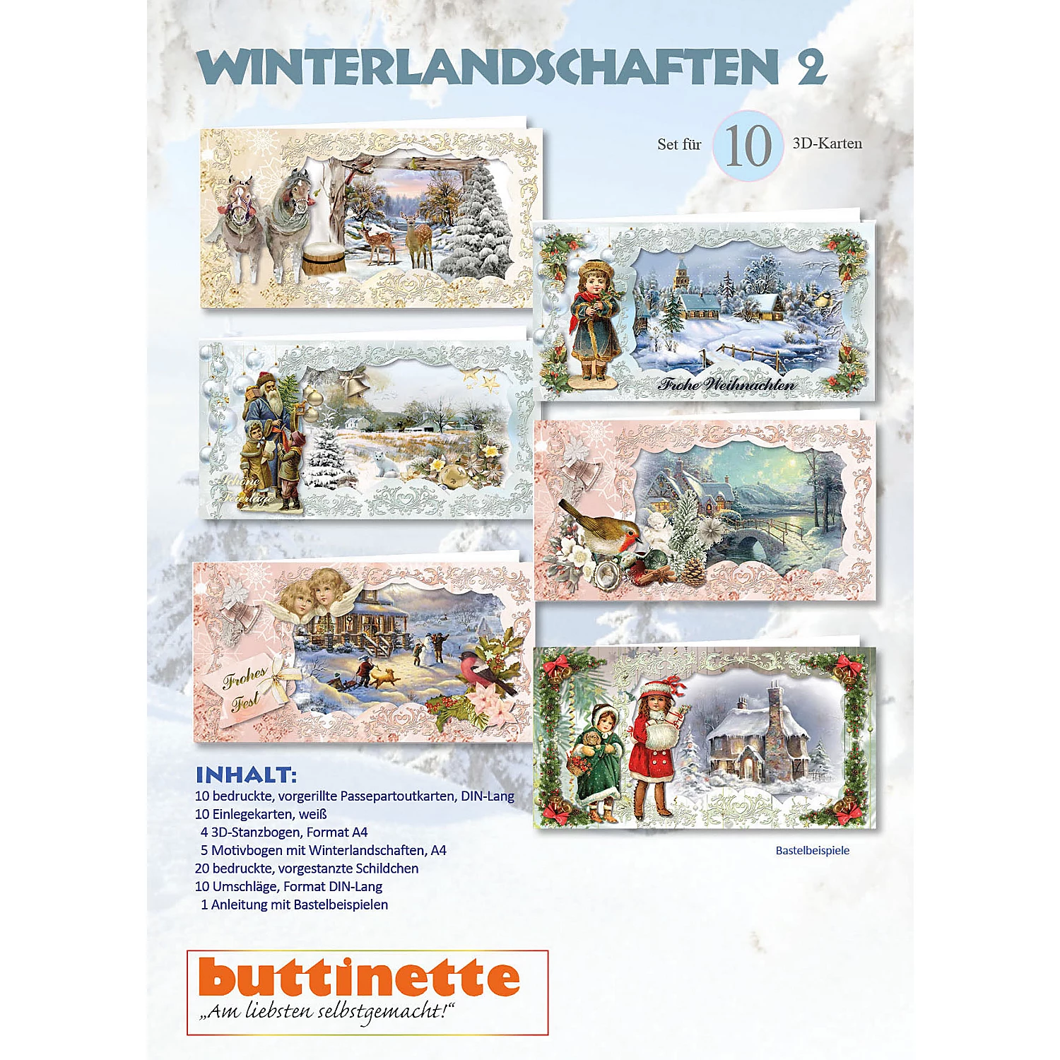 Kit créatif pour cartes 3D "paysages d'hiver 2", pour 10 cartes