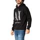 Armani Exchange Men's Hoodie, Maxi Print Logo on Front Sweatshirt, Black, M
