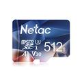 Netac MicroSDHC Memory Card 512GB, Micro SD Card, 4K Full HD Video Recording, UHS-I, C10, U3, A1, V30, for Camera, Smartphone, Security System, Drone, Dash Cam, Gopro