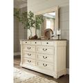 August Grove® Uppsala 9 Drawer 65" W Double Dresser w/ Mirror Wood in Brown/White | 38.75 H x 65 W x 19.25 D in | Wayfair