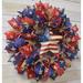 The Holiday Aisle® 4th Of July 24" Deco Mesh Wreath Burlap/Deco Mesh, Metal in Blue/Brown/Red | 24 H x 24 W x 6 D in | Wayfair