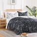 Gracie Oaks Jake-Lee Microfiber Reversible Traditional Duvet Cover Set Microfiber in Black | Twin/Twin XL Duvet Cover + 1 Sham | Wayfair