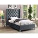 Everly Quinn Joclynn Solid Wood Tufted Low Profile Platform Bed Upholstered/Velvet in Gray | 56 H x 50 W x 74 D in | Wayfair