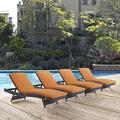 Convene Wicker Rattan Outdoor Patio Chaise Lounge Chairs in Espresso by Modway Metal | 37.5 H x 78.5 W x 40 D in | Wayfair EEI-2429-EXP-ORA-SET