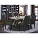 Red Barrel Studio® 6 - Person Acacia Solid Wood Dining Set Wood/Upholstered in Gray/Brown | 30" H x 60" L x 36" W | Wayfair